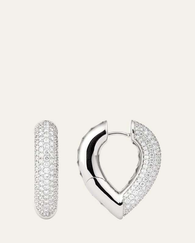 The Drop Link Earrings, Big, in White Gold and White Diamonds